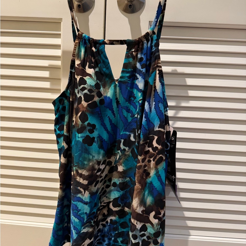 Miraclesuit Blue and Brown Animal Print Top